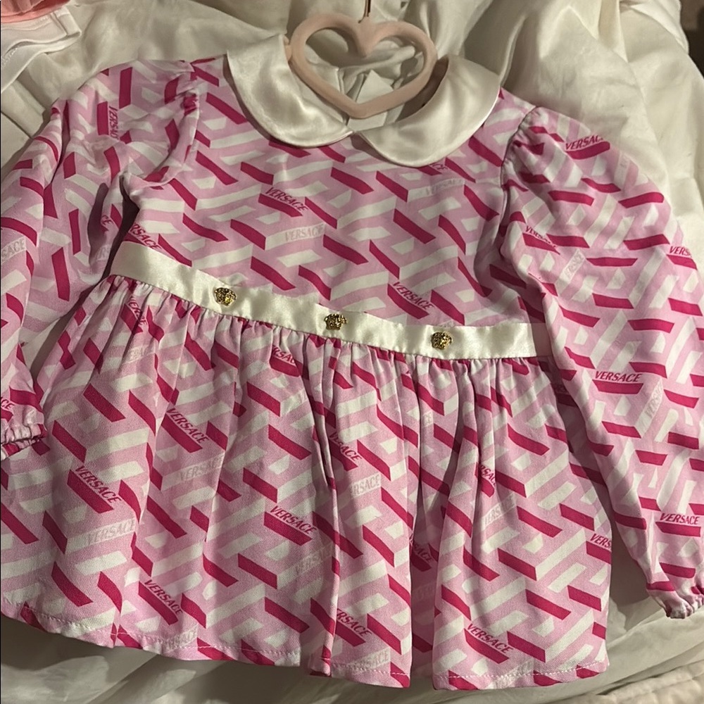 Versace Pink and White Baby Outfit